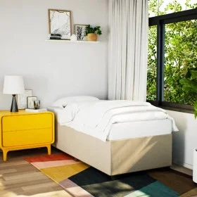 Cream-colored fabric bed frame 90x200 cm by , Beds and slatted bases - Ref: Foro24-3284448, Price: 126,94 €, Discount: %