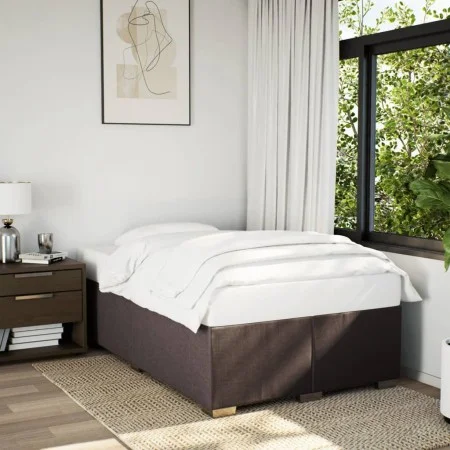 Dark brown fabric bed frame 120x190 cm by , Beds and slatted bases - Ref: Foro24-3284460, Price: 162,12 €, Discount: %