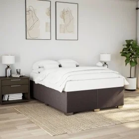Bed without mattress, dark brown fabric, 140x200 cm. by , Beds and slatted bases - Ref: Foro24-3284481, Price: 170,31 €, Disc...