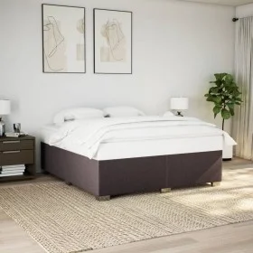 Bed without dark brown fabric mattress 180x200 cm by , Beds and slatted bases - Ref: Foro24-3284495, Price: 179,87 €, Discoun...