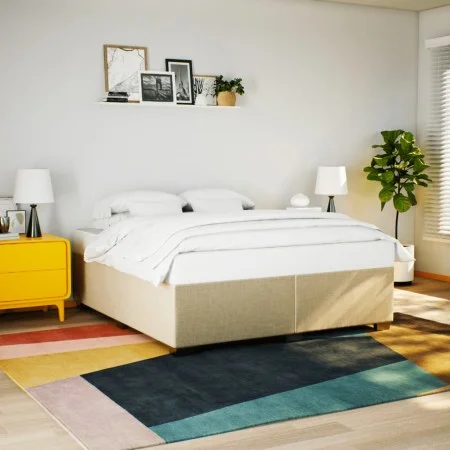 Bed without mattress, cream-colored fabric, 180x200 cm. by , Beds and slatted bases - Ref: Foro24-3284497, Price: 205,60 €, D...