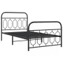 Bed frame with black metal headboard and footboard 107x203cm by , Beds and slatted bases - Ref: Foro24-377131, Price: 94,80 €...