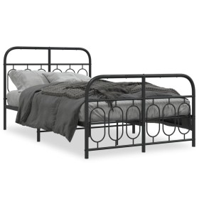 Bed frame with black metal headboard and footboard, 120x200 cm. by , Beds and slatted bases - Ref: Foro24-377133, Price: 130,...