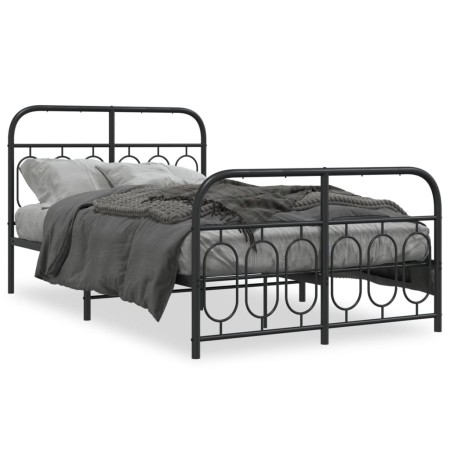 Estructura de cama cabecero y estribo metal negro 120x200 cm de , Camas y somieres - Ref: Foro24-377133, Precio: 130,83 €