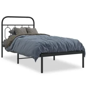 Bettgestell mit schwarzem Metall-Kopfteil 90x200 cm von , Betten und Lattenroste - Ref: Foro24-377110, Preis: 77,37 €, Rabatt: %