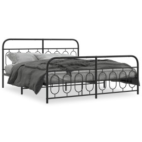 Bed frame with black metal headboard and footboard 160x200 cm by , Beds and slatted bases - Ref: Foro24-377138, Price: 130,14...
