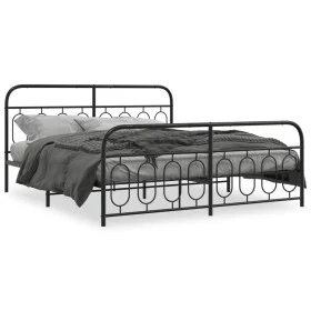 Bed frame with black metal headboard and footboard 160x200 cm by , Beds and slatted bases - Ref: Foro24-377138, Price: 127,96...