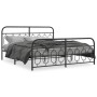 Bed frame with black metal headboard and footboard 160x200 cm by , Beds and slatted bases - Ref: Foro24-377138, Price: 130,14...