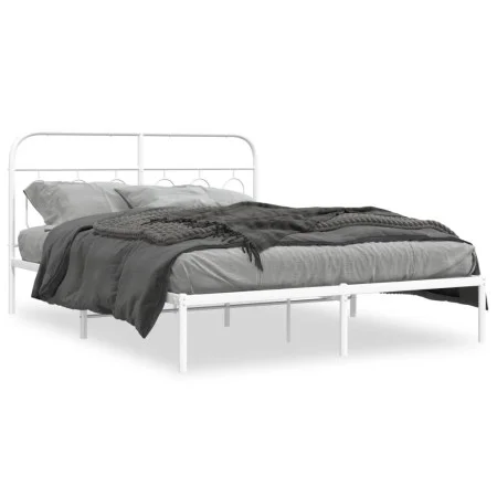 Bettgestell mit weißem Metall-Kopfteil 140x200 cm von , Betten und Lattenroste - Ref: Foro24-377167, Preis: 92,35 €, Rabatt: %