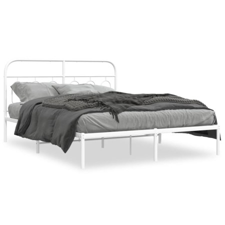 White metal bed frame with headboard 140x200 cm by , Beds and slatted bases - Ref: Foro24-377167, Price: 93,52 €, Discount: %