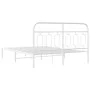 Estructura de cama con cabecero metal blanca 140x200 cm de , Camas y somieres - Ref: Foro24-377167, Precio: 92,35 €, Descuent...