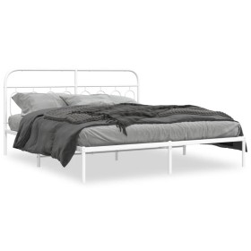 Metallbettgestell mit weißem Kopfteil 183x213 cm von , Betten und Lattenroste - Ref: Foro24-377171, Preis: 102,67 €, Rabatt: %