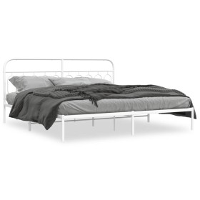Bettgestell mit weißem Metallkopfteil 200x200 cm von , Betten und Lattenroste - Ref: Foro24-377173, Preis: 116,87 €, Rabatt: %