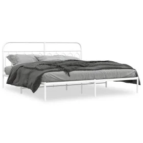 Estructura de cama con cabecero metal blanca 200x200 cm de , Camas y somieres - Ref: Foro24-377173, Precio: 115,26 €, Descuen...