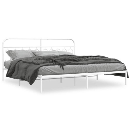 Bettgestell mit weißem Metallkopfteil 200x200 cm von , Betten und Lattenroste - Ref: Foro24-377173, Preis: 116,87 €, Rabatt: %
