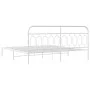 White metal bed frame with headboard 200x200 cm by , Beds and slatted bases - Ref: Foro24-377173, Price: 115,30 €, Discount: %