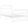 Metal bed frame with white headboard and footboard 100x190 cm by , Beds and slatted bases - Ref: Foro24-377178, Price: 73,59 ...