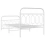 Metal bed frame with white headboard and footboard 100x190 cm by , Beds and slatted bases - Ref: Foro24-377178, Price: 72,66 ...