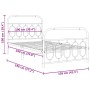 Metal bed frame with white headboard and footboard 100x190 cm by , Beds and slatted bases - Ref: Foro24-377178, Price: 73,59 ...