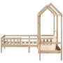 Bed set and bench with solid pine wood roof 100x200 cm by , Beds and slatted bases - Ref: Foro24-3282171, Price: 291,34 €, Di...