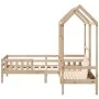 Bed set and bench with solid pine wood roof 100x200 cm by , Beds and slatted bases - Ref: Foro24-3282171, Price: 287,46 €, Di...