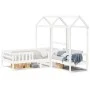 Solid white pine wood bed and bench set with a 75x190 cm roof. by , Beds and slatted bases - Ref: Foro24-3282184, Price: 307,...