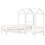 Bett und Bank mit massivem Dach aus weißer Kiefer 75x190 cm. von , Betten und Lattenroste - Ref: Foro24-3282184, Preis: 311,9...