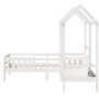 Bett und Bank mit massivem Dach aus weißer Kiefer 75x190 cm. von , Betten und Lattenroste - Ref: Foro24-3282184, Preis: 311,9...