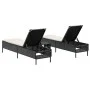 Sonnendeck-Set mit 3-teiligen Liegen und Kissen aus schwarzem Kunststoff-Rattan von , Liegen - Ref: Foro24-3284263, Preis: 30...