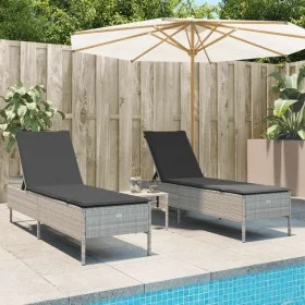 Set of 3-piece light gray synthetic rattan sun loungers with cushions by , Loungers - Ref: Foro24-3284268, Price: 318,90 €, D...