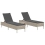 Liegewagenset mit Kissen, 3-teilig, aus hellem grauem Kunststoff-Rattan. von , Liegen - Ref: Foro24-3284268, Preis: 325,72 €,...