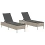 Set of 3-piece light gray synthetic rattan sun loungers with cushions by , Loungers - Ref: Foro24-3284268, Price: 318,90 €, D...