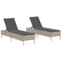 Set of 3-piece light gray synthetic rattan sun loungers with cushions by , Loungers - Ref: Foro24-3284268, Price: 318,90 €, D...