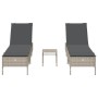 Set of 3-piece light gray synthetic rattan sun loungers with cushions by , Loungers - Ref: Foro24-3284268, Price: 325,72 €, D...
