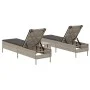 Set of 3-piece light gray synthetic rattan sun loungers with cushions by , Loungers - Ref: Foro24-3284268, Price: 318,90 €, D...