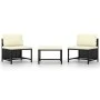 Set de sofás de jardín 3 piezas y cojines ratán sintético negro by vidaXL, Modular outdoor sofas - Ref: Foro24-313514, Price:...