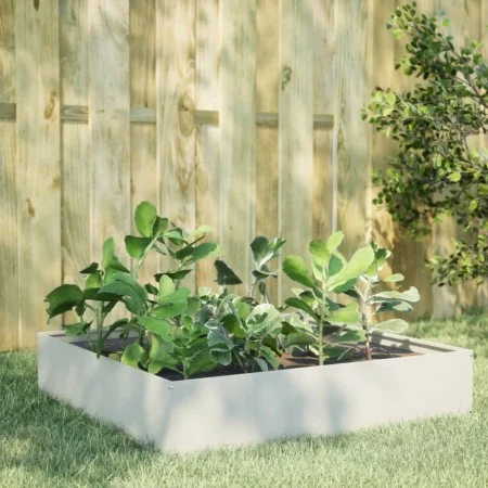 Beet aus weißem Stahl 100x100x33,5 cm von , Töpfe und Pflanzgefäße - Ref: Foro24-851025, Preis: 51,93 €, Rabatt: %