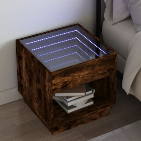Mesita de noche con Infinity LED roble ahumado 50x50x50 cm de , Mesitas de noche - Ref: Foro24-3284088, Precio: 85,80 €, Desc...