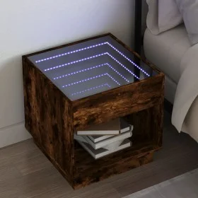 Nachttisch mit Infinity LED in geräucherter Eiche 50x50x50 cm von , Nachttische - Ref: Foro24-3284088, Preis: 84,60 €, Rabatt: %