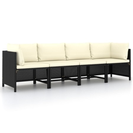 4-seater garden sofa with black synthetic rattan cushions by vidaXL, Modular outdoor sofas - Ref: Foro24-313515, Price: 171,5...