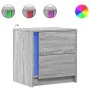 Bedside tables with LED lights 2 units engineered wood gray Sonoma by , Nightstands - Ref: Foro24-852058, Price: 88,74 €, Dis...