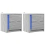 Bedside tables with LED lights 2 units engineered wood gray Sonoma by , Nightstands - Ref: Foro24-852058, Price: 88,74 €, Dis...