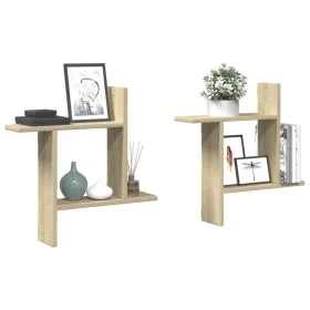 Wall shelves 2 units engineered wood Sonoma oak 50x12x50 cm by , Shelves and shelves - Ref: Foro24-853256, Price: 23,64 €, Di...