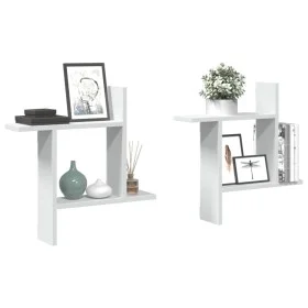 Wandregale 2 Stück aus weißem Ingenieurholz 50x15x50 cm von , Regale und Regale - Ref: Foro24-853254, Preis: 23,80 €, Rabatt: %