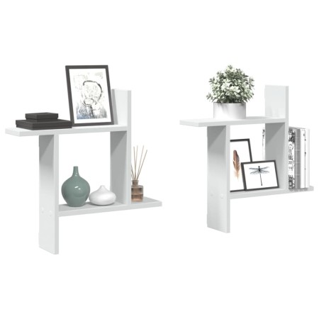 Wandregale 2 Stück aus weißem Ingenieurholz 50x15x50 cm von , Regale und Regale - Ref: Foro24-853254, Preis: 22,61 €, Rabatt: %