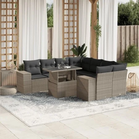 Garden furniture set 9 pieces and light gray synthetic rattan cushions by , Garden sets - Ref: Foro24-3269062, Price: 691,12 ...