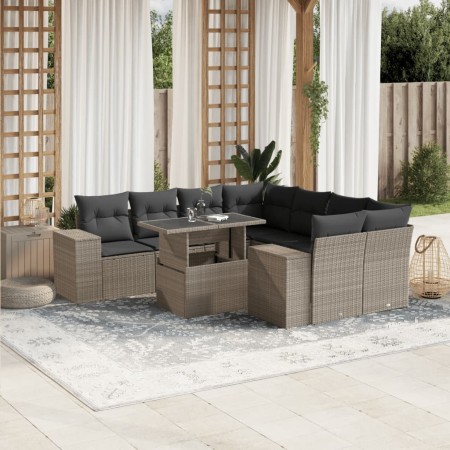Gartenmöbel-Set 9-teilig mit Kissen aus hellem grauem Kunst-Rattan. von , Gartensets - Ref: Foro24-3269062, Preis: 690,83 €, ...