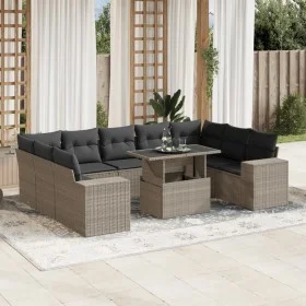 Set of 10-piece garden sofas with light gray synthetic rattan cushions by , Garden sets - Ref: Foro24-3269372, Price: 756,88 ...