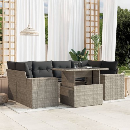 Gartensofagarnitur 7-teilig mit Polstern, helles graues PE-Rattan von , Gartensets - Ref: Foro24-3269022, Preis: 546,93 €, Ra...