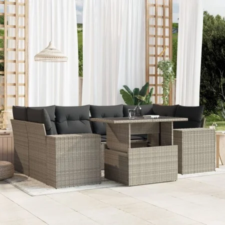 Gartensofagarnitur 7-teilig mit Polstern, helles graues PE-Rattan von , Gartensets - Ref: Foro24-3269022, Preis: 567,21 €, Ra...